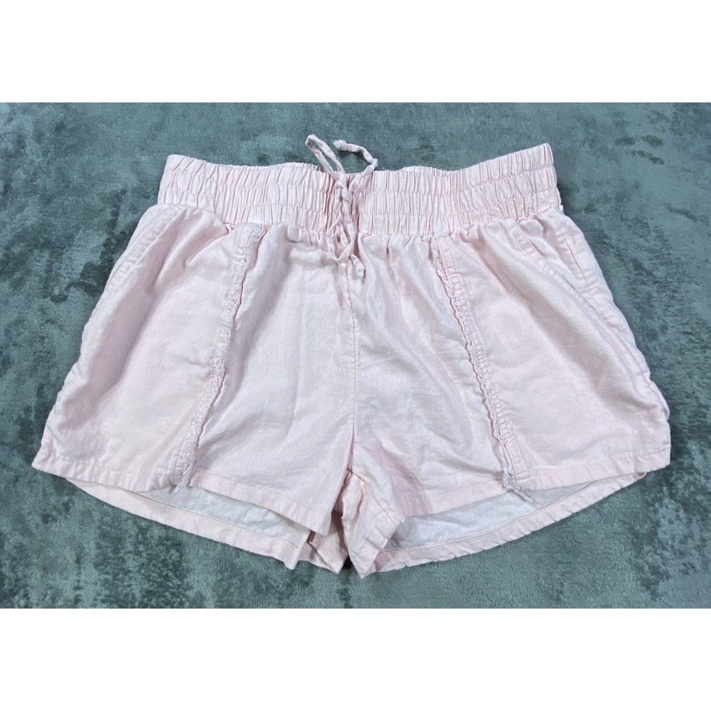 Celebrity‎ Pink Mid-Rise Everyday Shorts Womens Medium Linen Blend Pink Beach